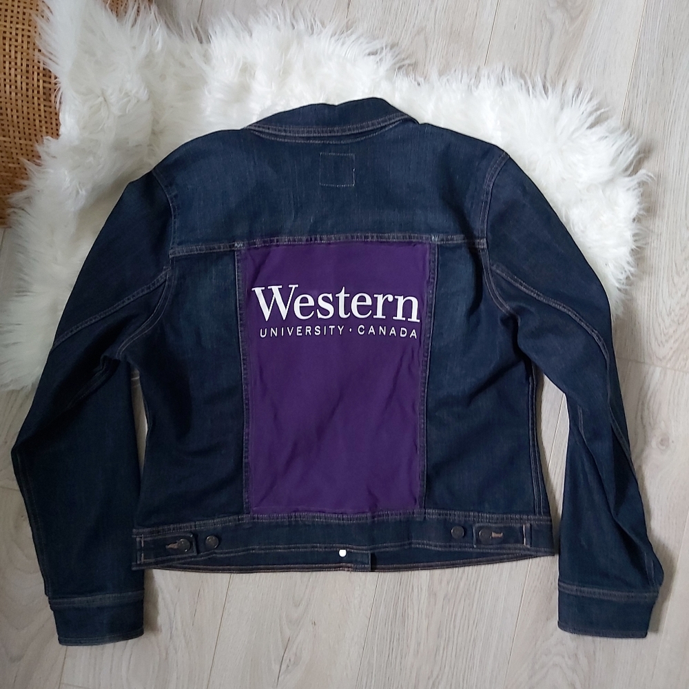 Dark denim old navy reworked Western Uni jacket
